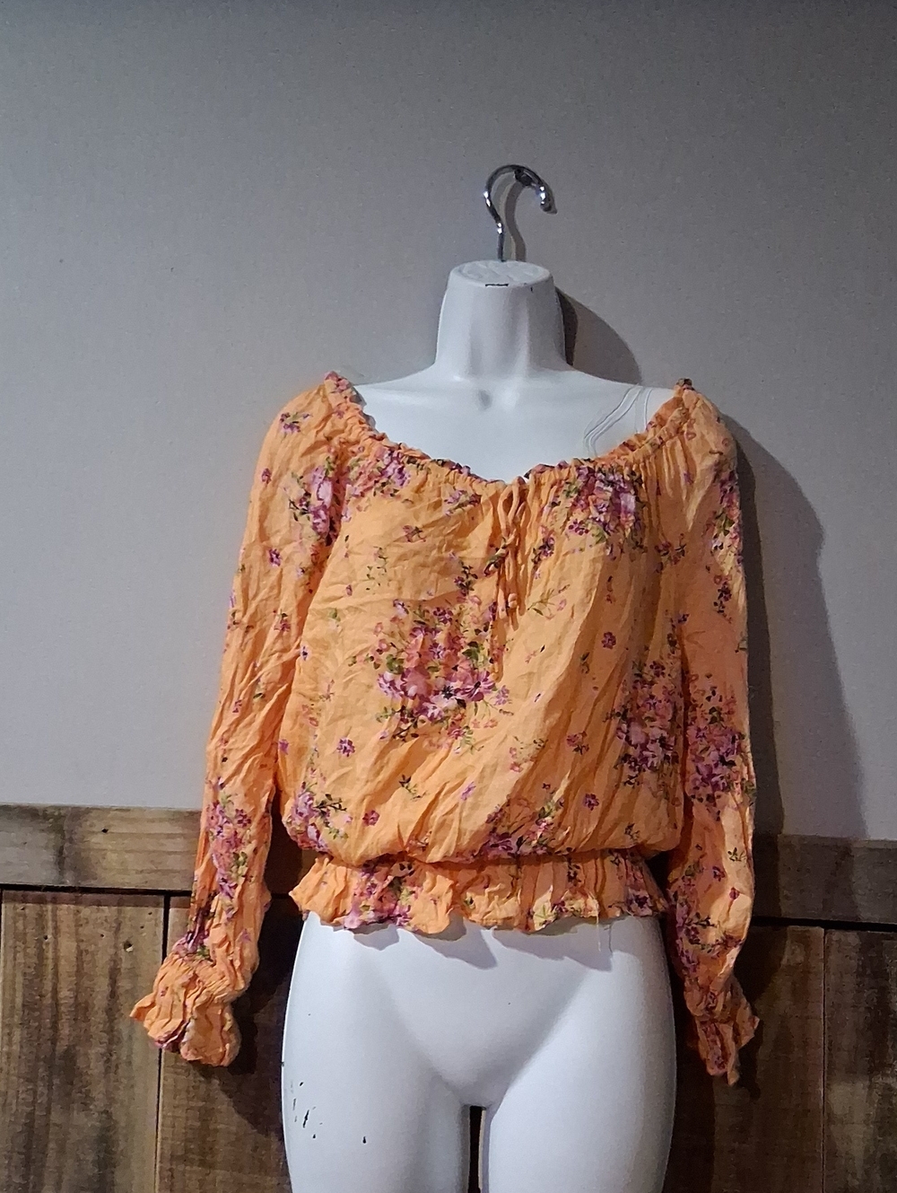 Rewind Peach Floral Off-Shoulder Blouse